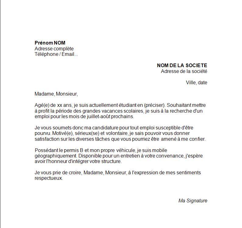 cover letter example  exemple de lettre de motivation travail