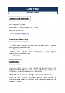 Exemple de CV en italien : ingÃ©nieur | Exemples de CV