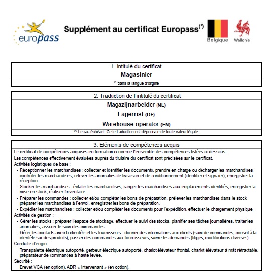 suppl u00e9ment descriptif du certificat europass