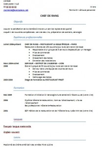 exemple de cv hotellerie