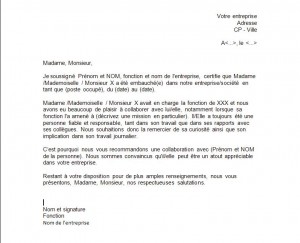 Exemple de lettre de recommandation d'un patron  Exemples 