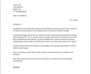 Lettre de motivation : exemple pour une demande de contrat après un stage