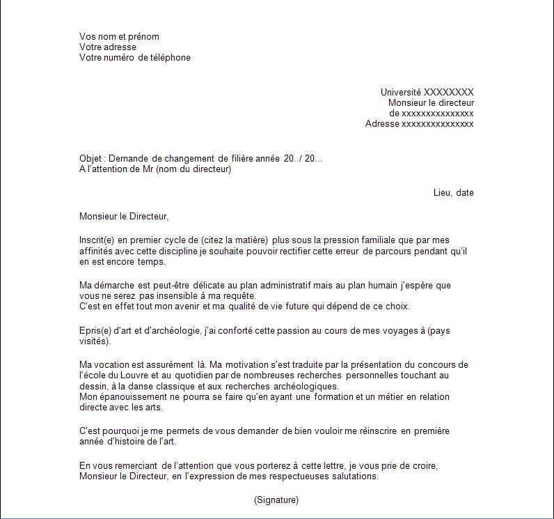 Exemple De Lettre De Motivation Changement De Filiere Exemples De Cv