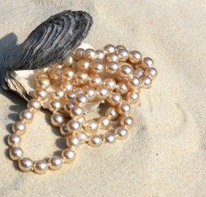 Collier de perles dans une coquille d'huître
