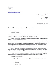 Exemple de lettre de motivation pour chargée de communication