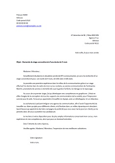 Exemple de lettre de motivation pour un stage en communication