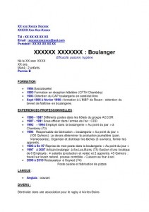 Modèle de CV de boulanger