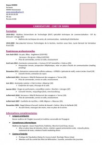 Exemple de CV : chef de rang : Exemples de CV