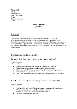 Exemple de CV mixte  Modèle de CV mixte  Exemples de CV 