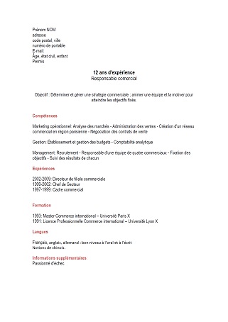 Exemple de CV par compétences  Modele de CV par 