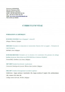 Exemple de CV : restauratrice de papier (Belgique 