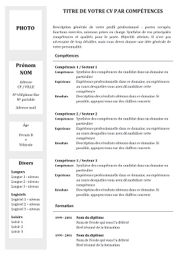 Modèle de CV par compétences nº1 – gris : Exemples de CV