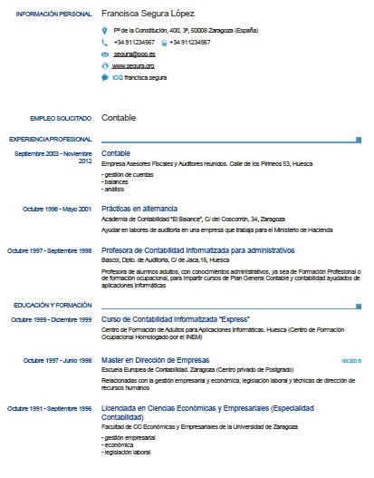 Modèle de CV Europass en espagnol  Exemples de CV 