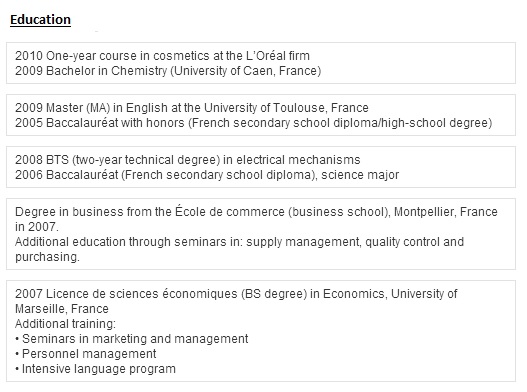 CV en anglais - education