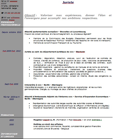 Exemple de CV : juriste  Modèle de CV juriste  Exemples 