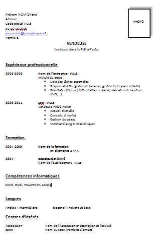 le cv classique